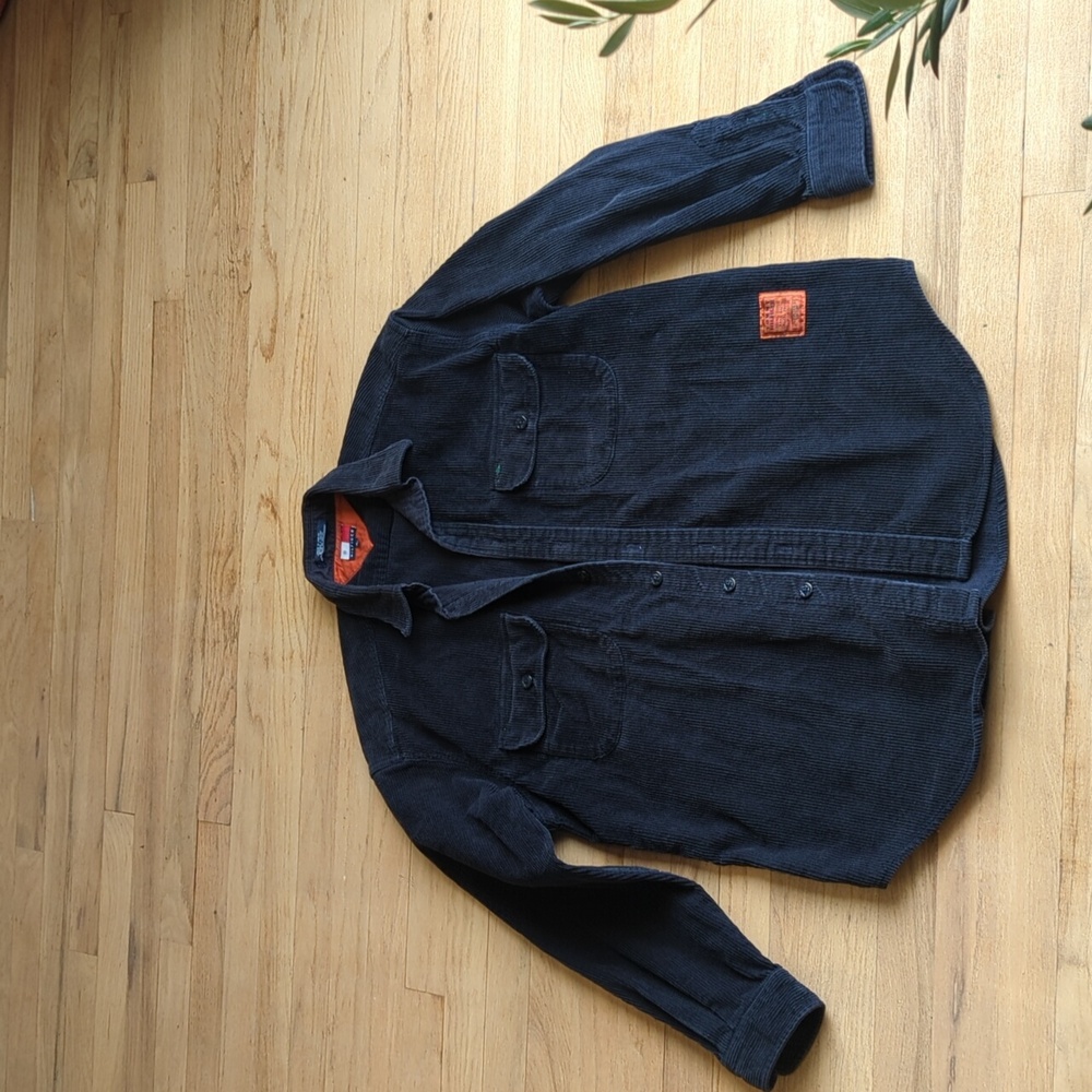 Men's Tommy Hilfiger Dark Blue Corduroy Overshirt with Orange Label Size M